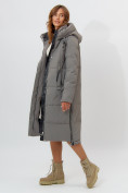 Купить Пальто утепленное женское зимние бирюзового цвета 113151Br, фото 15
