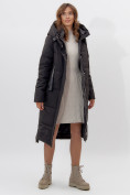 Купить Пальто утепленное женское зимние черного цвета 113151Ch