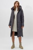 Купить Пальто утепленное женское зимние темно-серого цвета 113151TC, фото 9