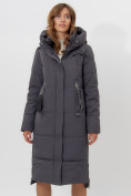 Купить Пальто утепленное женское зимние темно-серого цвета 113151TC, фото 5