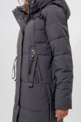 Купить Пальто утепленное женское зимние темно-серого цвета 113151TC, фото 7