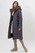 Купить Пальто утепленное женское зимние темно-серого цвета 113151TC, фото 11