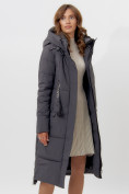 Купить Пальто утепленное женское зимние темно-серого цвета 113151TC, фото 12