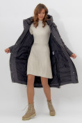 Купить Пальто утепленное женское зимние темно-серого цвета 113151TC, фото 8
