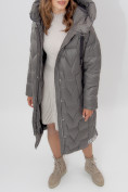 Купить Пальто утепленное женское зимние серого цвета 11373Sr, фото 9