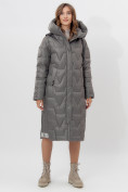 Купить Пальто утепленное женское зимние серого цвета 11373Sr, фото 11