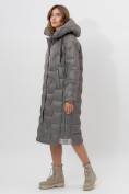 Купить Пальто утепленное женское зимние серого цвета 11373Sr, фото 14