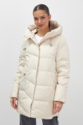 Купить Куртка женская демисезонная с капюшоном бежевого цвета 1139B, фото 17