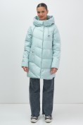 Купить Куртка женская демисезонная с капюшоном бирюзового цвета 1139Br, фото 13