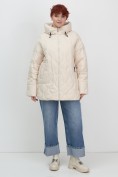 Купить Куртка женская демисезонная с капюшоном бежевого цвета 1140B, фото 9