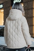 Купить Куртка женская демисезонная с капюшоном бежевого цвета 1140B, фото 3