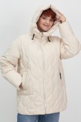 Купить Куртка женская демисезонная с капюшоном бежевого цвета 1140B, фото 13