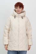Купить Куртка женская демисезонная с капюшоном бежевого цвета 1140B, фото 15