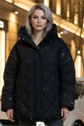 Купить Куртка женская демисезонная с капюшоном черного цвета 1140Ch, фото 2