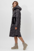 Купить Пальто утепленное женское зимние черного цвета 11608Ch, фото 2