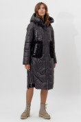 Купить Пальто утепленное женское зимние черного цвета 11608Ch, фото 3