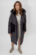 Купить Пальто утепленное женское зимние черного цвета 11608Ch, фото 9