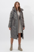 Купить Пальто утепленное женское зимние серого цвета 11608Sr, фото 7
