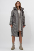 Купить Пальто утепленное женское зимние серого цвета 11608Sr, фото 6