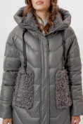 Купить Пальто утепленное женское зимние серого цвета 11608Sr, фото 15