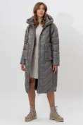 Купить Пальто утепленное женское зимние серого цвета 11608Sr, фото 8