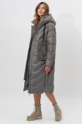 Купить Пальто утепленное женское зимние серого цвета 11608Sr, фото 9