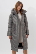 Купить Пальто утепленное женское зимние серого цвета 11608Sr, фото 11