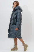 Купить Пальто утепленное женское зимние темно-зеленого цвета 11608TZ, фото 3