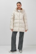 Купить Куртка женская зимняя с капюшоном большого размера бежевого цвета 1170B, фото 9