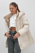 Купить Куртка женская зимняя с капюшоном большого размера бежевого цвета 1170B, фото 19