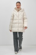 Купить Куртка женская зимняя с капюшоном большого размера бежевого цвета 1170B, фото 23