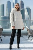 Купить Куртка женская зимняя с капюшоном большого размера бежевого цвета 1170B
