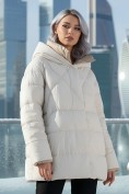 Купить Куртка женская зимняя с капюшоном большого размера бежевого цвета 1170B, фото 2