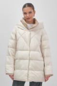 Купить Куртка женская зимняя с капюшоном большого размера бежевого цвета 1170B, фото 12