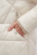 Купить Куртка женская зимняя с капюшоном большого размера бежевого цвета 1170B, фото 15