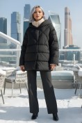 Купить Куртка женская зимняя с капюшоном большого размера черного цвета 1170Ch, фото 4