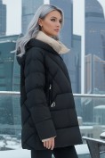 Купить Куртка женская зимняя с капюшоном большого размера черного цвета 1170Ch, фото 3