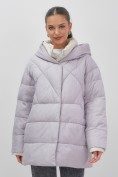 Купить Куртка женская зимняя с капюшоном большого размера фиолетового цвета 1170F, фото 9