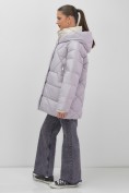Купить Куртка женская зимняя с капюшоном большого размера фиолетового цвета 1170F, фото 18