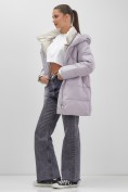 Купить Куртка женская зимняя с капюшоном большого размера фиолетового цвета 1170F, фото 23