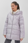 Купить Куртка женская зимняя с капюшоном большого размера фиолетового цвета 1170F, фото 10