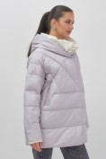 Купить Куртка женская зимняя с капюшоном большого размера фиолетового цвета 1170F, фото 11