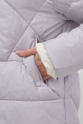 Купить Куртка женская зимняя с капюшоном большого размера фиолетового цвета 1170F, фото 12