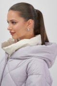 Купить Куртка женская зимняя с капюшоном большого размера фиолетового цвета 1170F, фото 14