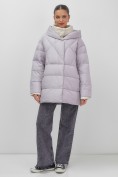 Купить Куртка женская зимняя с капюшоном большого размера фиолетового цвета 1170F, фото 17