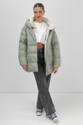Купить Куртка женская зимняя с капюшоном большого размера зеленого цвета 1170Z, фото 9