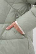 Купить Куртка женская зимняя с капюшоном большого размера зеленого цвета 1170Z, фото 16