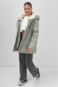 Купить Куртка женская зимняя с капюшоном большого размера зеленого цвета 1170Z, фото 10