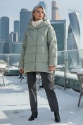Купить Куртка женская зимняя с капюшоном большого размера зеленого цвета 1170Z, фото 4