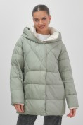 Купить Куртка женская зимняя с капюшоном большого размера зеленого цвета 1170Z, фото 13